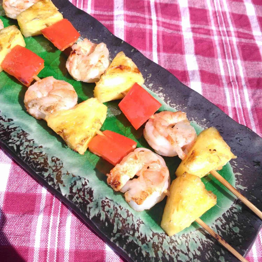 Honey-Garlic Shrimp and Pineapple Skewers