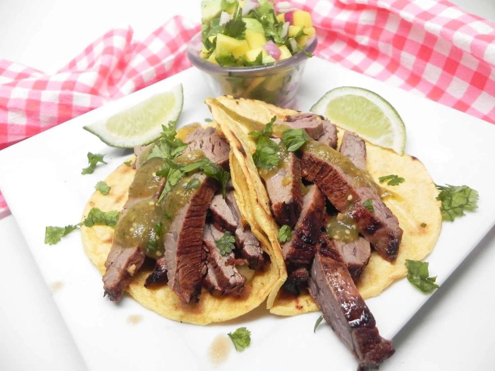 Flank Steak Tacos with Mango-Avocado Salsa