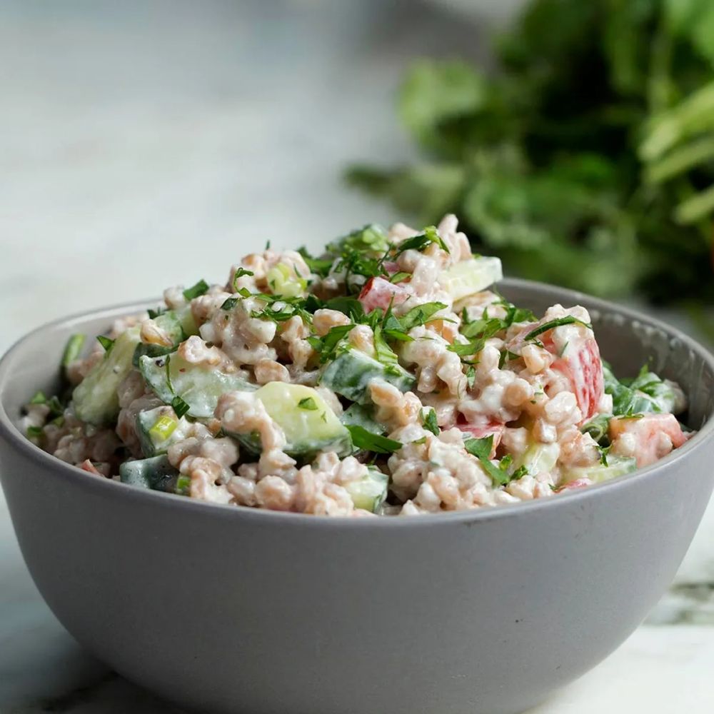 Farro Salad With Cucumber And Yogurt-Dill Dressing