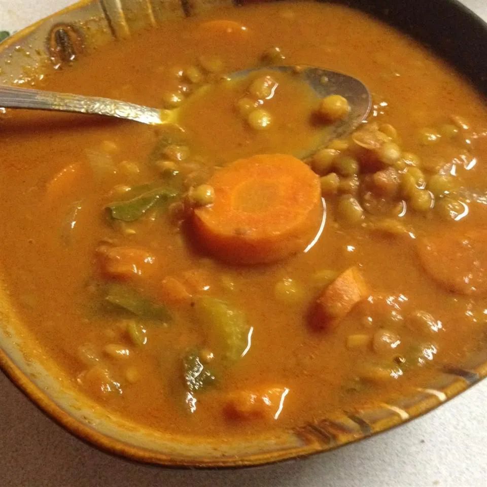 Lentil Soup with Goat Cheese and Arugula