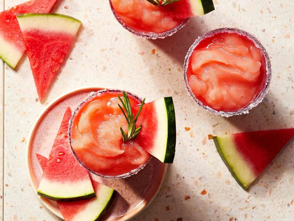 Frozen Watermelon Rosemary Margaritas