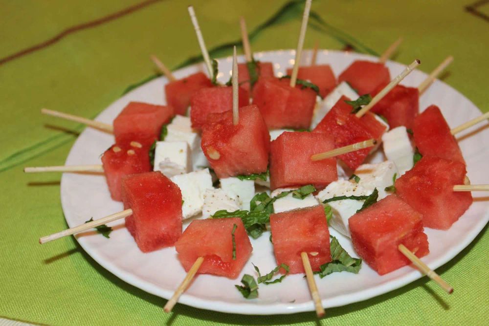 Watermelon-Feta Skewers