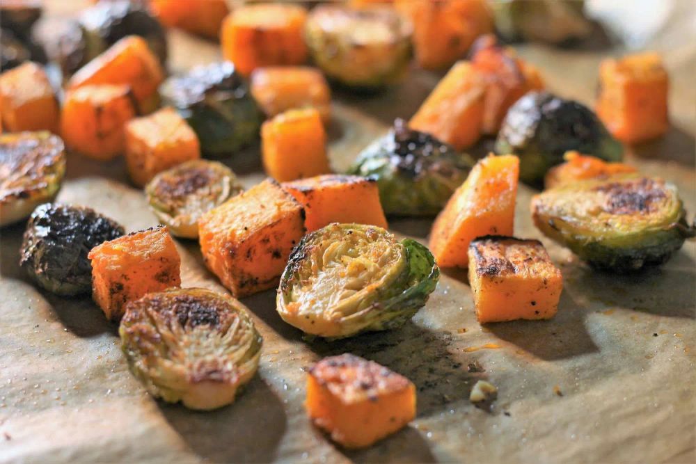 Sheet Pan Vegan Roasted Brussels Sprouts and Butternut Squash