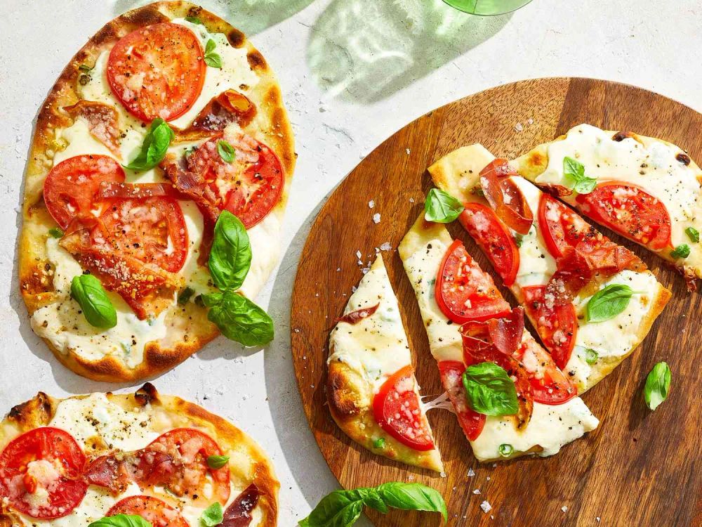 Naan Bread Margherita Pizza with Prosciutto