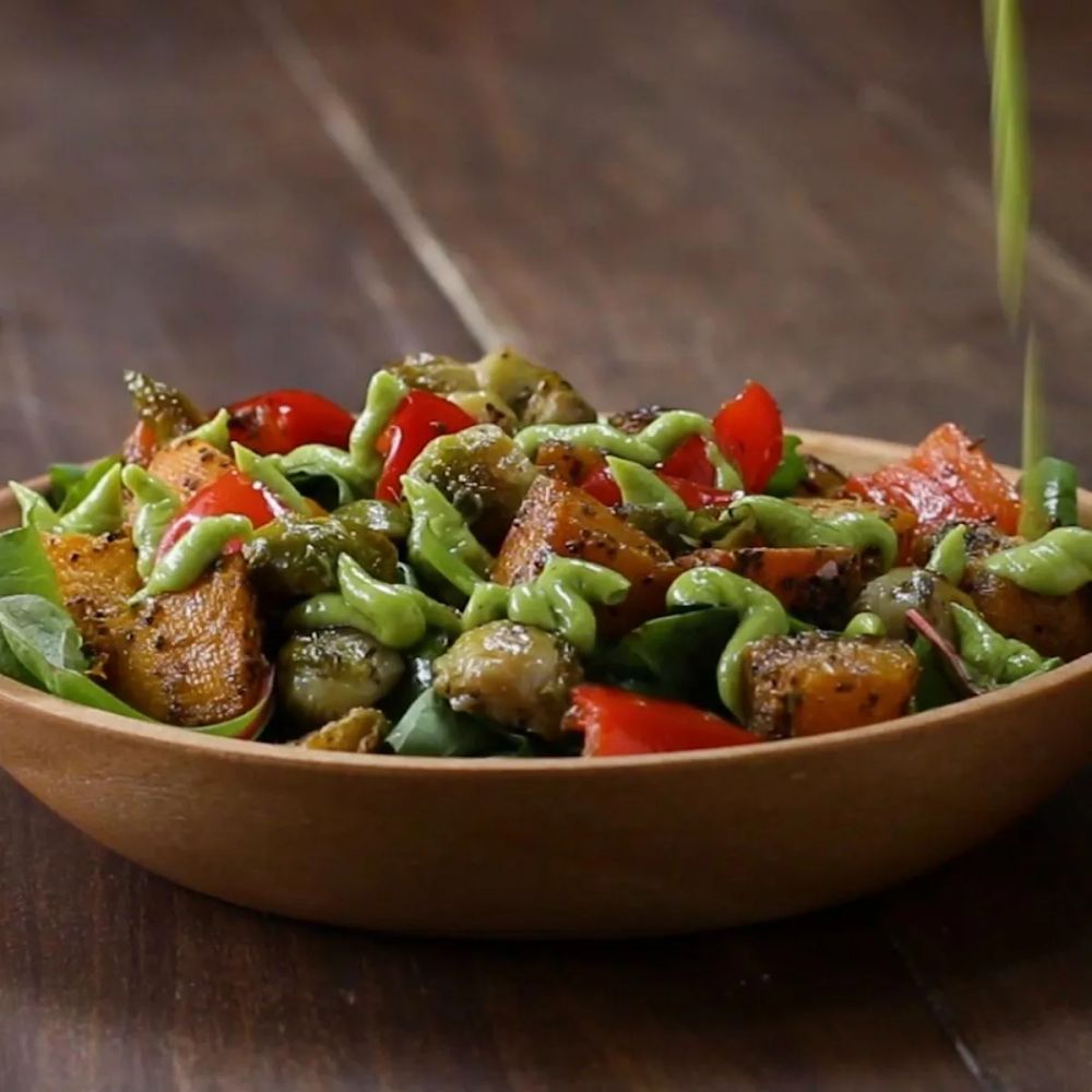 Roasted Veggie Salad With Avocado Dressing