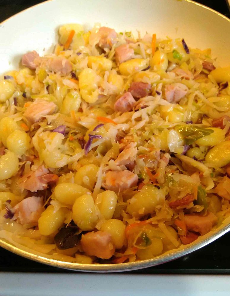 Cabbage and Noodles with Ham