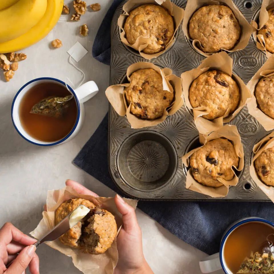 Banana, Date and Walnut Muffins