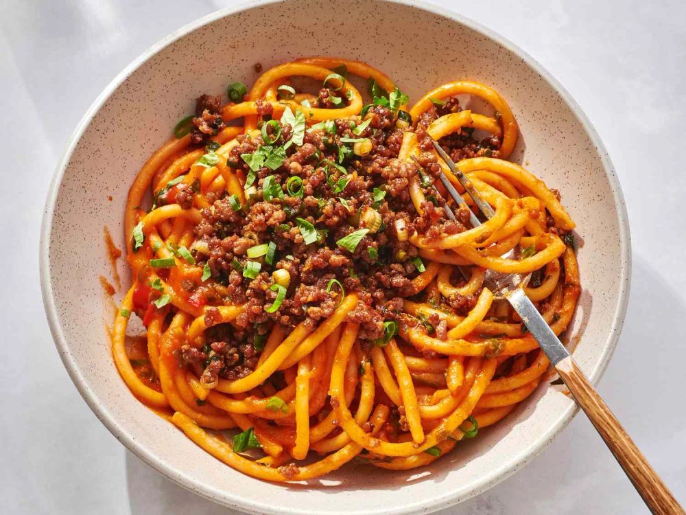 Spicy Pumpkin Pork Noodles