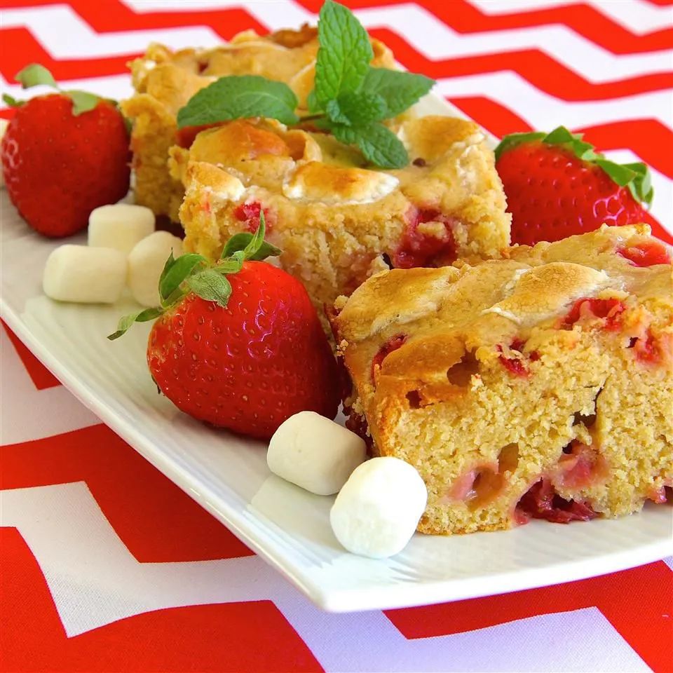 Strawberry-Marshmallow Blondies