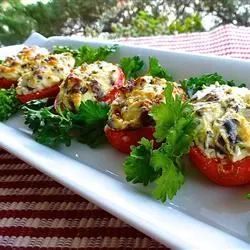 Slow-Roasted Tomatoes with Feta, Olives and Pinenuts