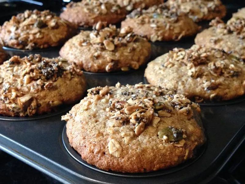 Banana Oat Muffins with Sour Cream