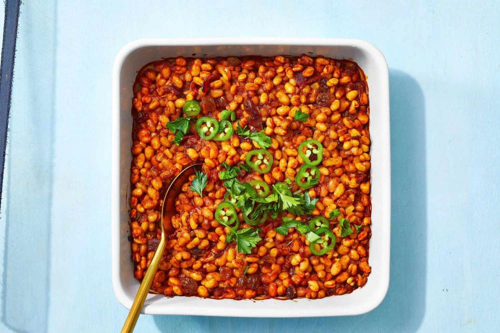 Harissa Bacon Baked Beans