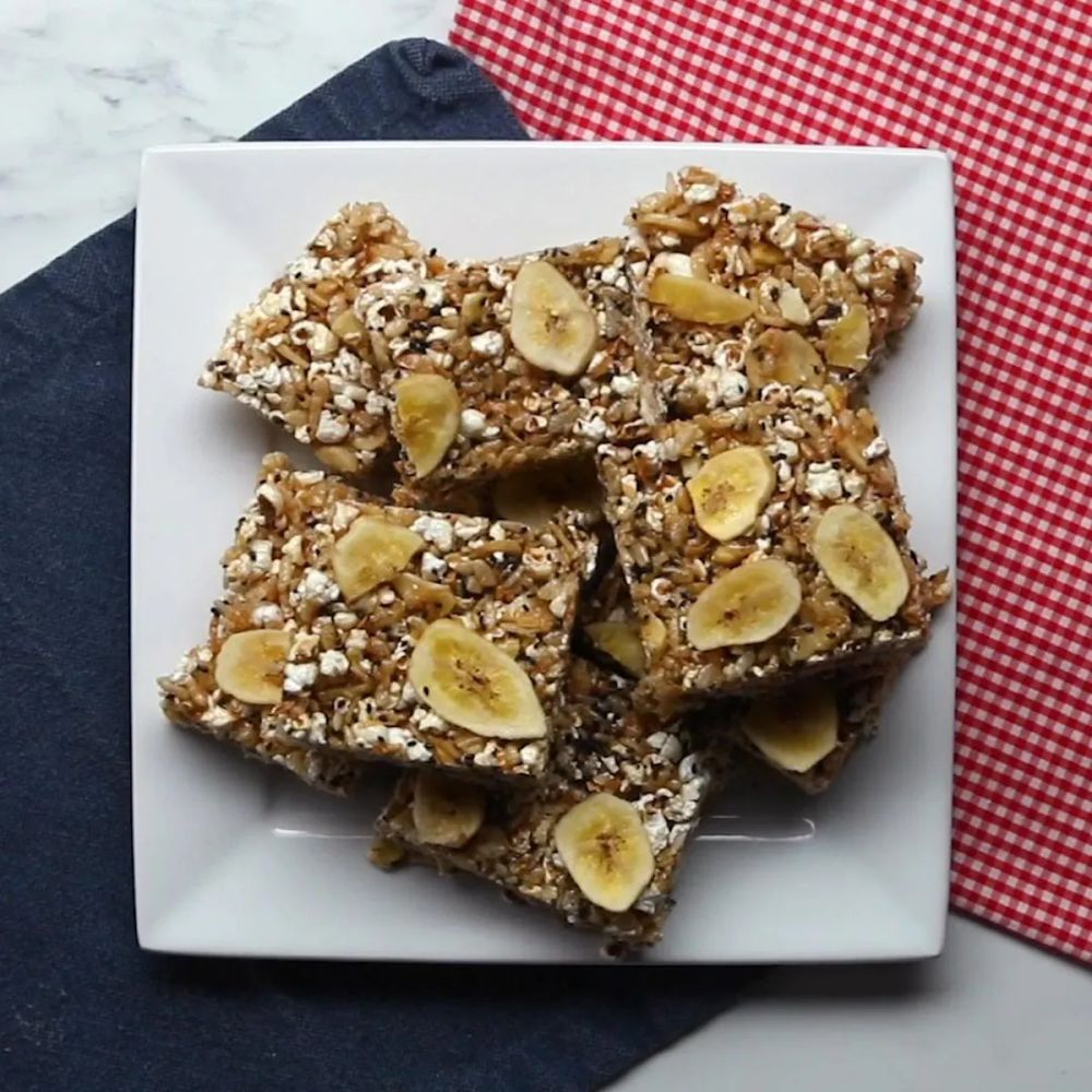 Banana Coconut Popcorn Bars