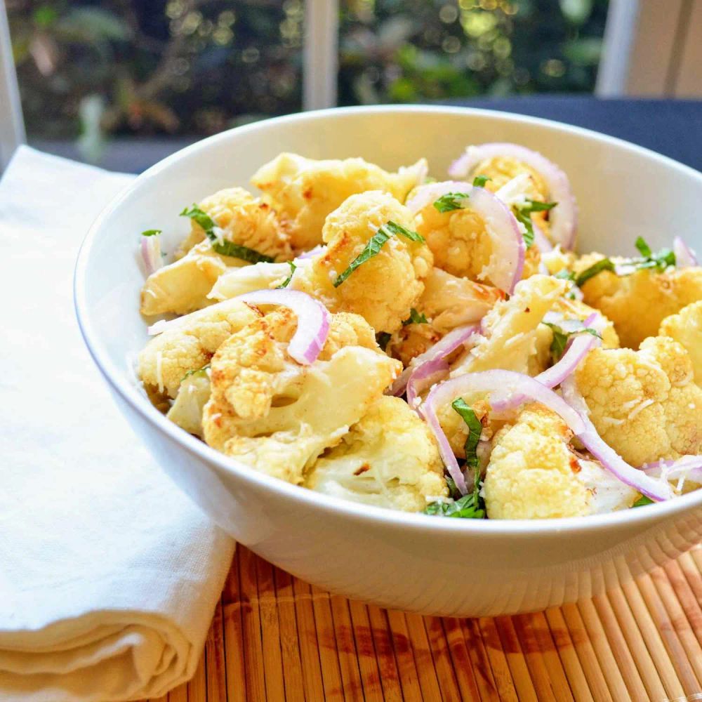 Roasted Cauliflower with Pecorino and Mint