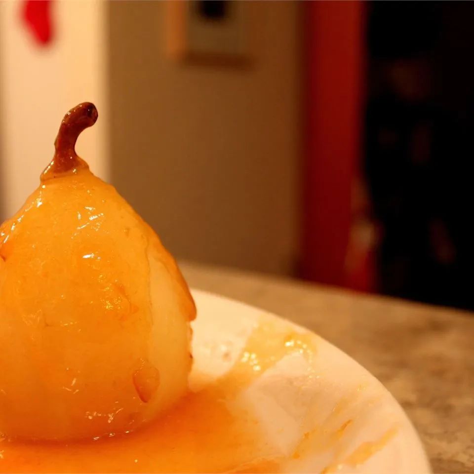 Poached Pears with Apricot Sauce