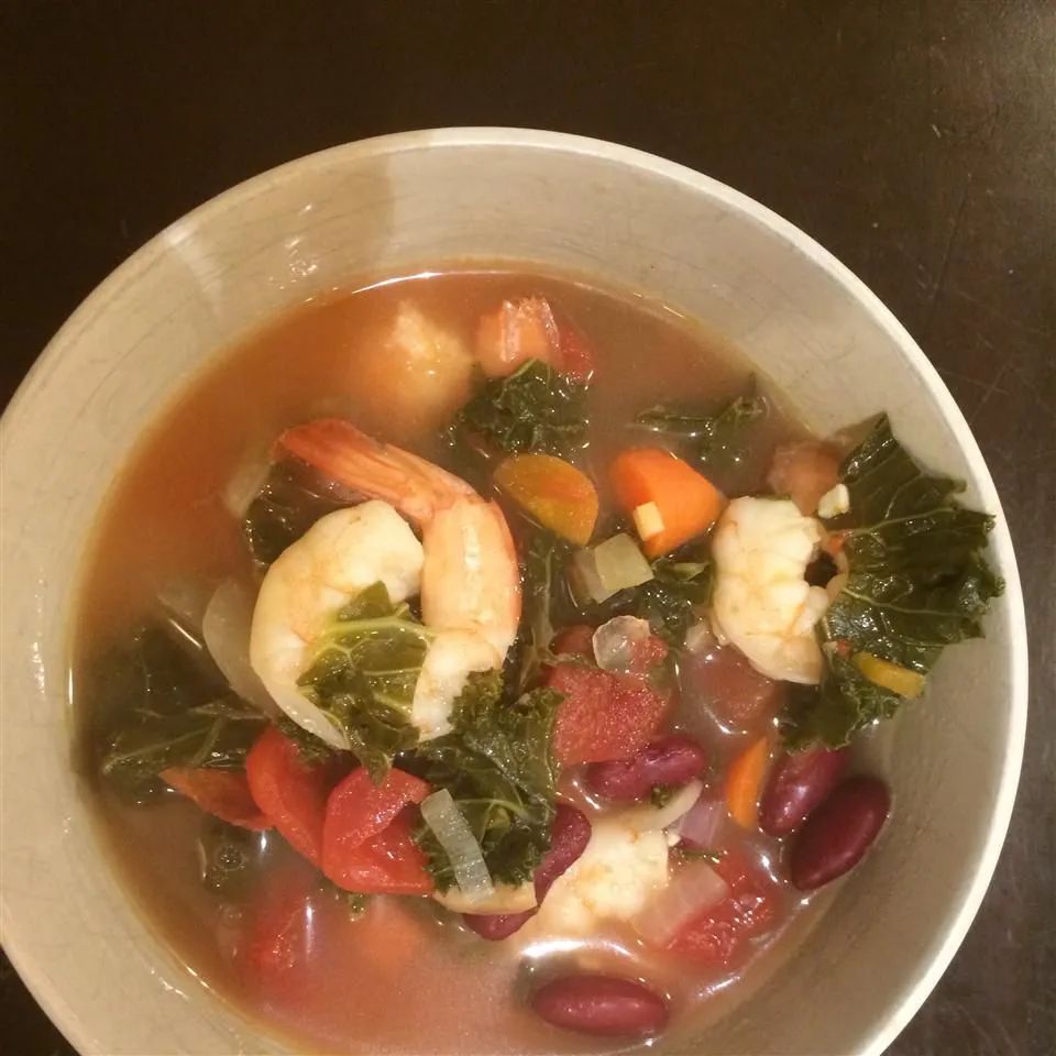 Spicy Kale and Shrimp Soup