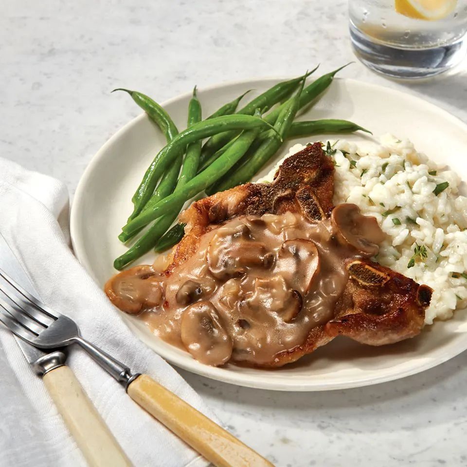 Pork Chops in a Mushroom Wine Sauce