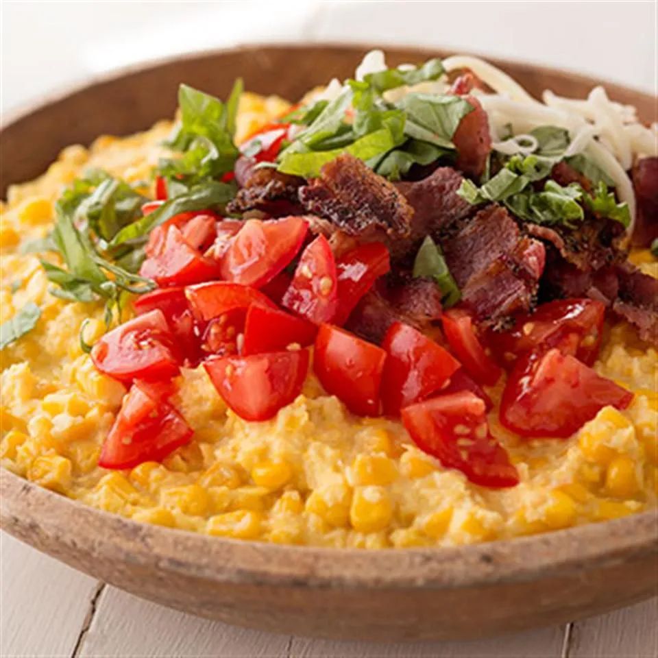 Tomato and Bacon Creamed Corn Casserole