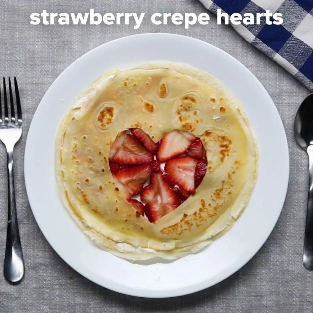 Strawberry Crepe Hearts