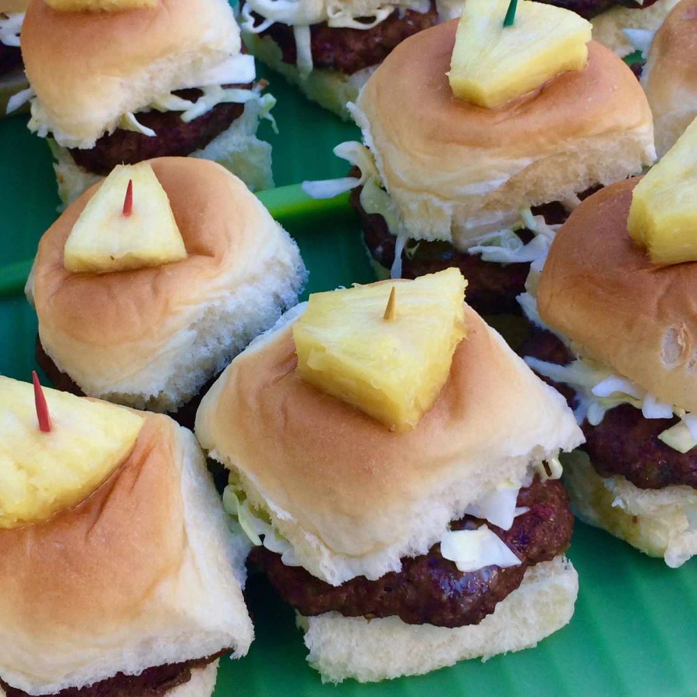 Hawaiian Beef Sliders with Pineapple Slaw