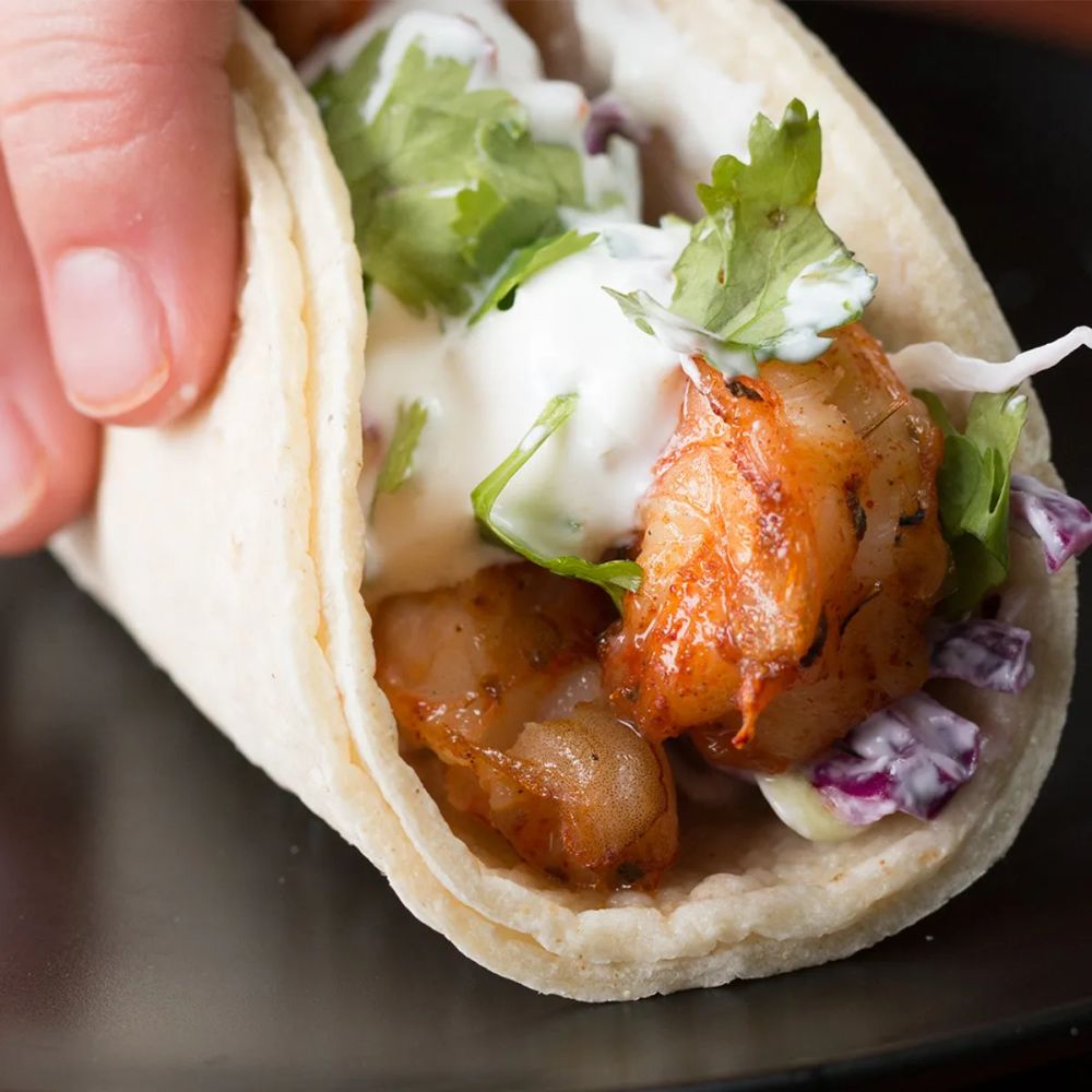 Grilled Shrimp Tacos With Creamy Cilantro Sauce