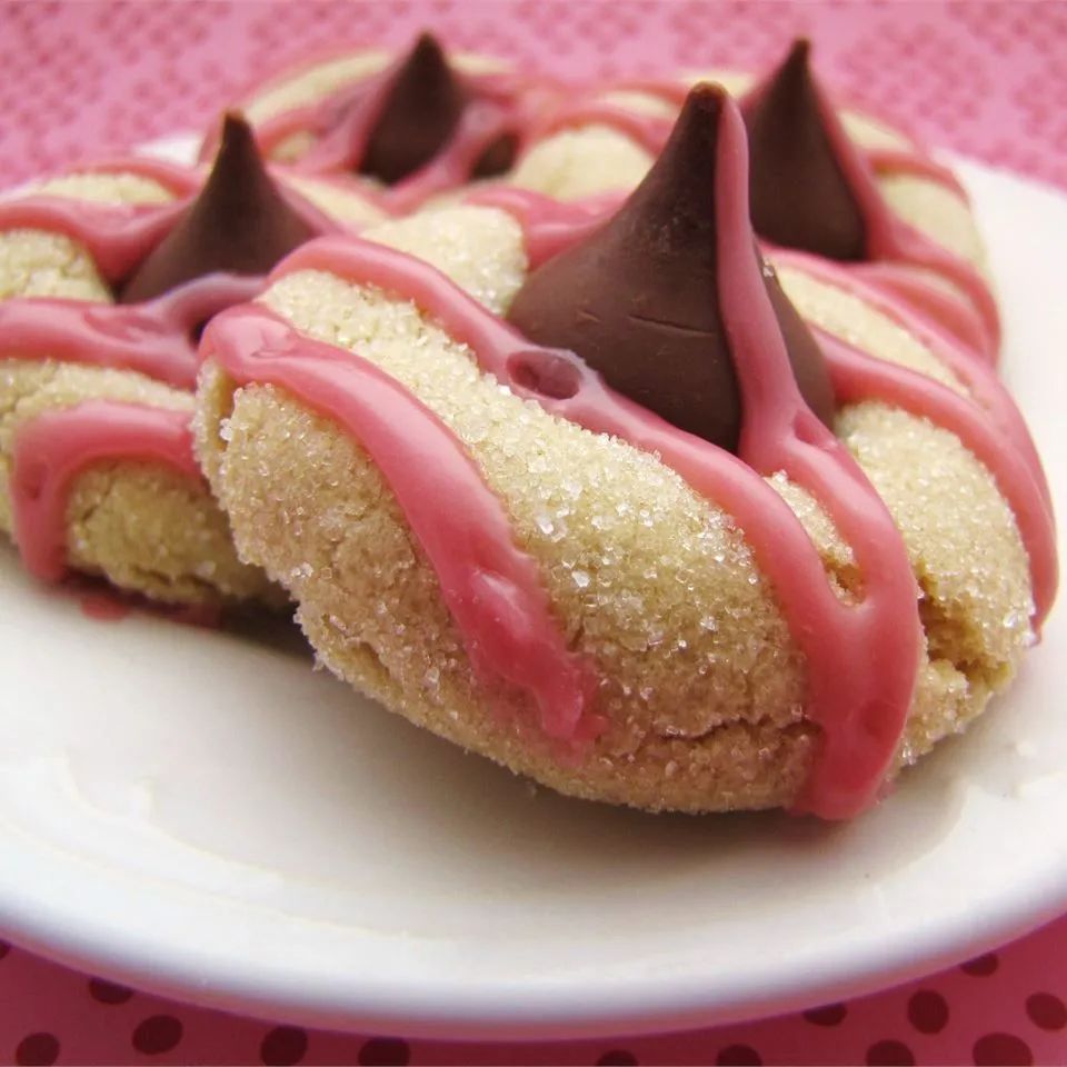 Raspberry Almond Kiss Cookies