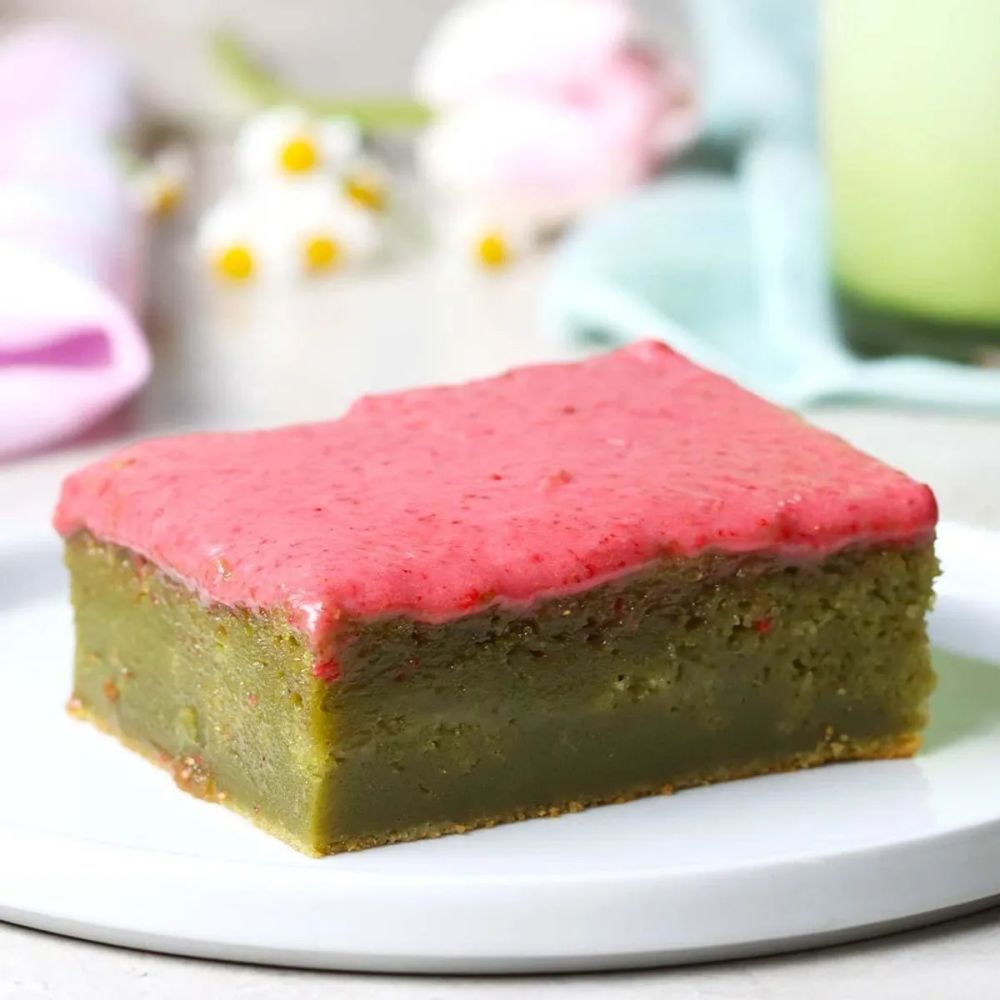 Strawberry Matcha Mochi Butter Cake