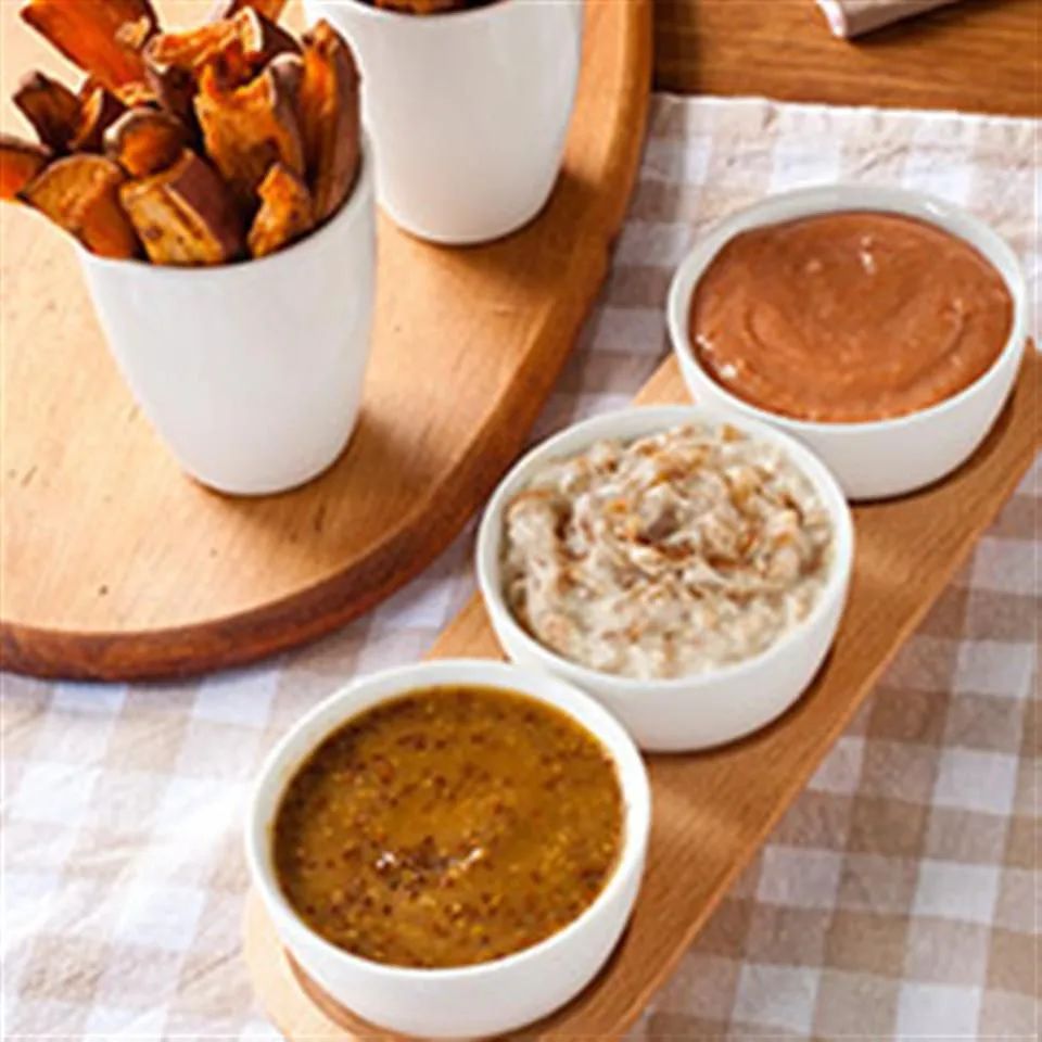 Sweet Potato Oven Fries & Three Dips