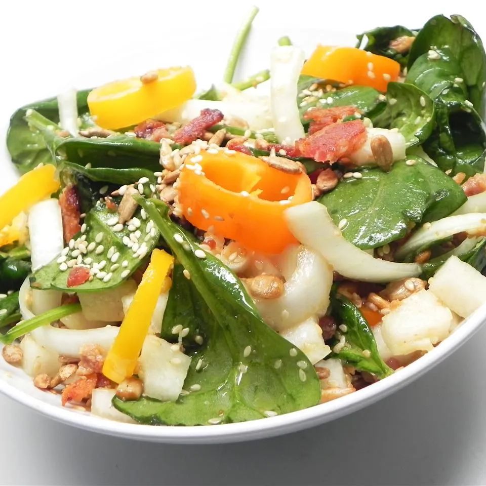 Sweet and Sour Spinach Jicama Salad