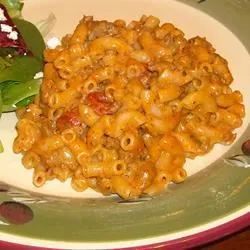 Macaroni and Cheese with Ground Beef, Salsa and Green Chiles