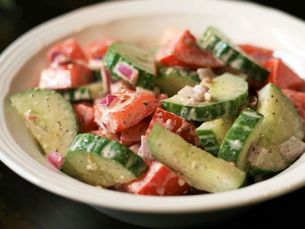 Cucumber and Tomato Salad with Mayo