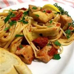 Pasta with Tuna, Sun-Dried Tomatoes, Artichoke Hearts, Lemon, and White Wine