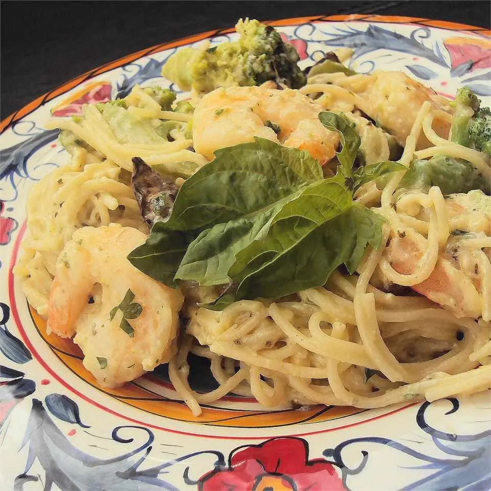 Angel Hair Pasta with Garlic Shrimp and Broccoli