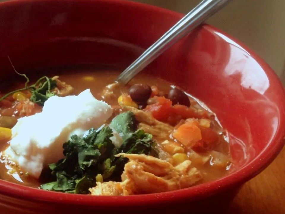 Healthier Slow Cooker Chicken Taco Soup