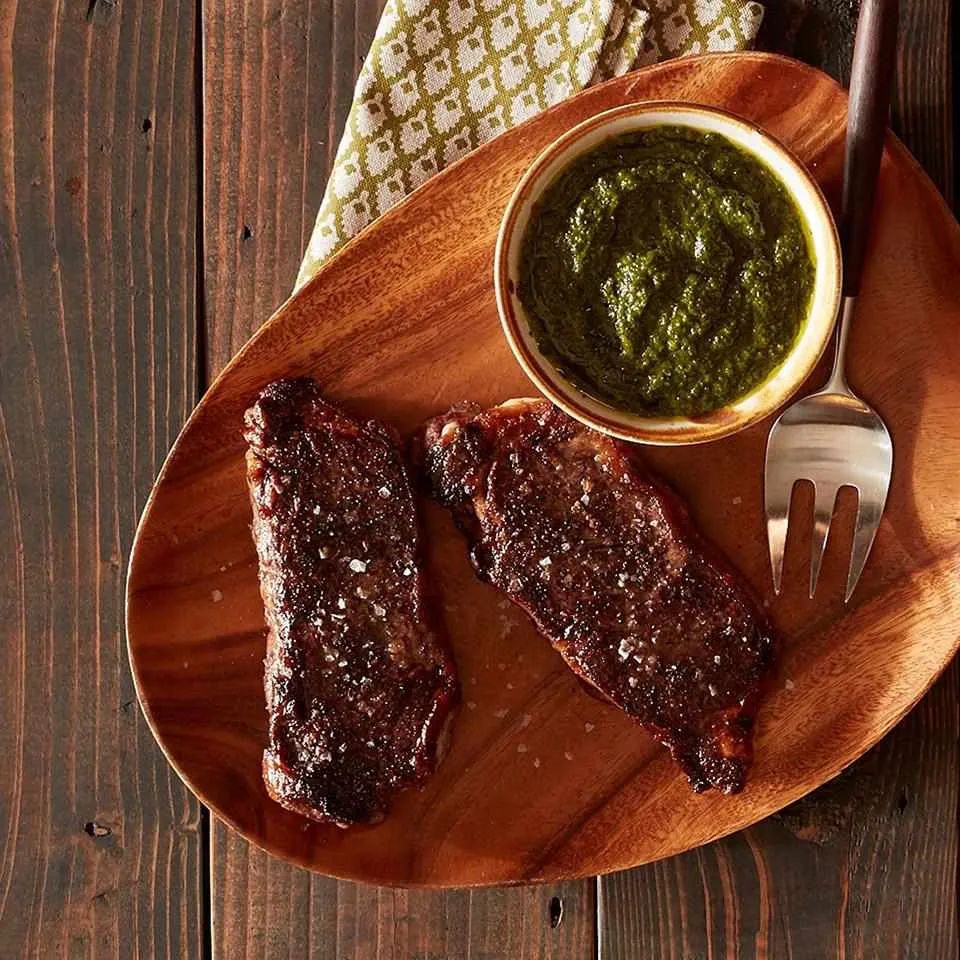 Roasted New York Strip Steak with Chimichurri Sauce