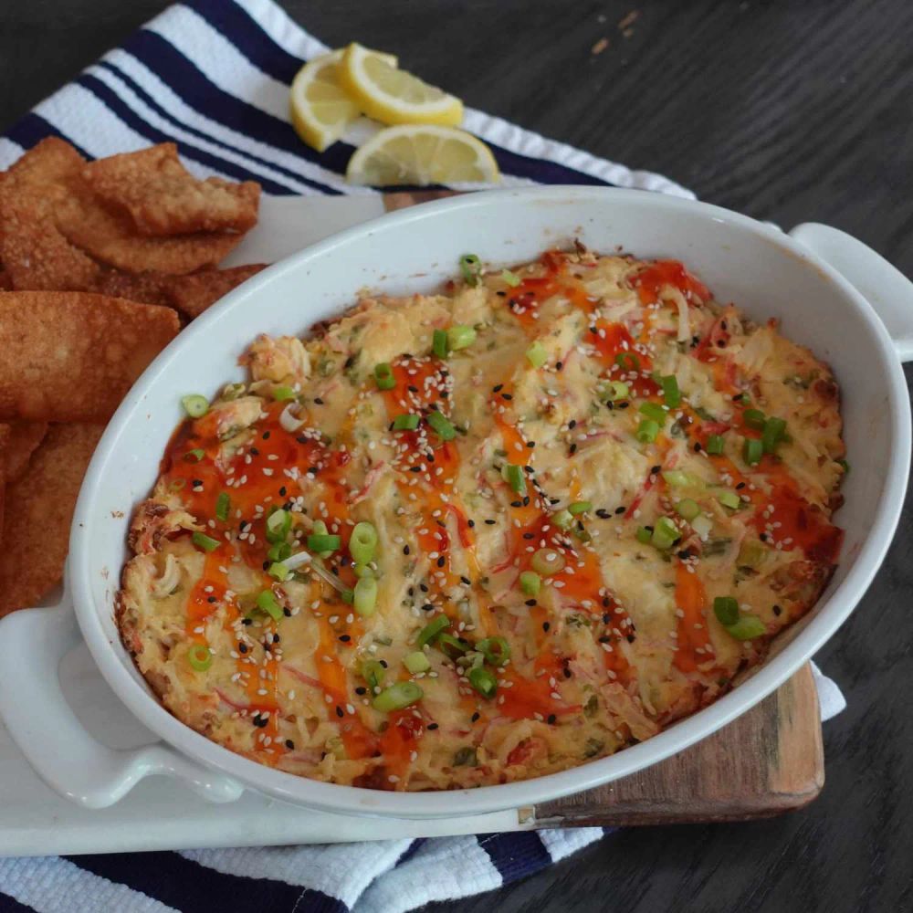 Crab Rangoon Dip with Crispy Wonton Chips