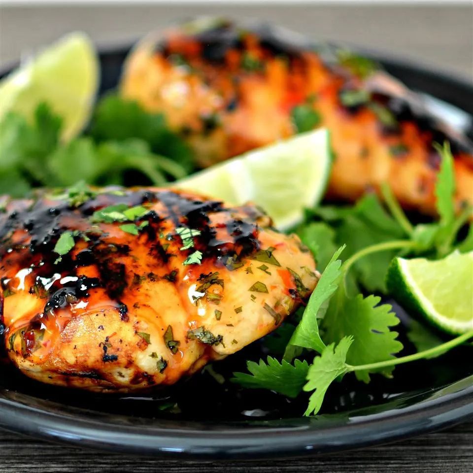 Grilled Lime Cilantro Chicken with Sweet Chili Sauce