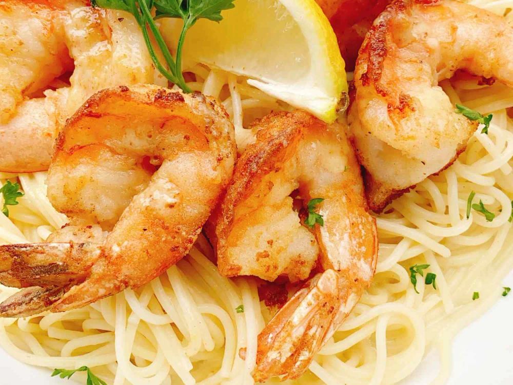 Date Night Shrimp Francese over Angel Hair Pasta