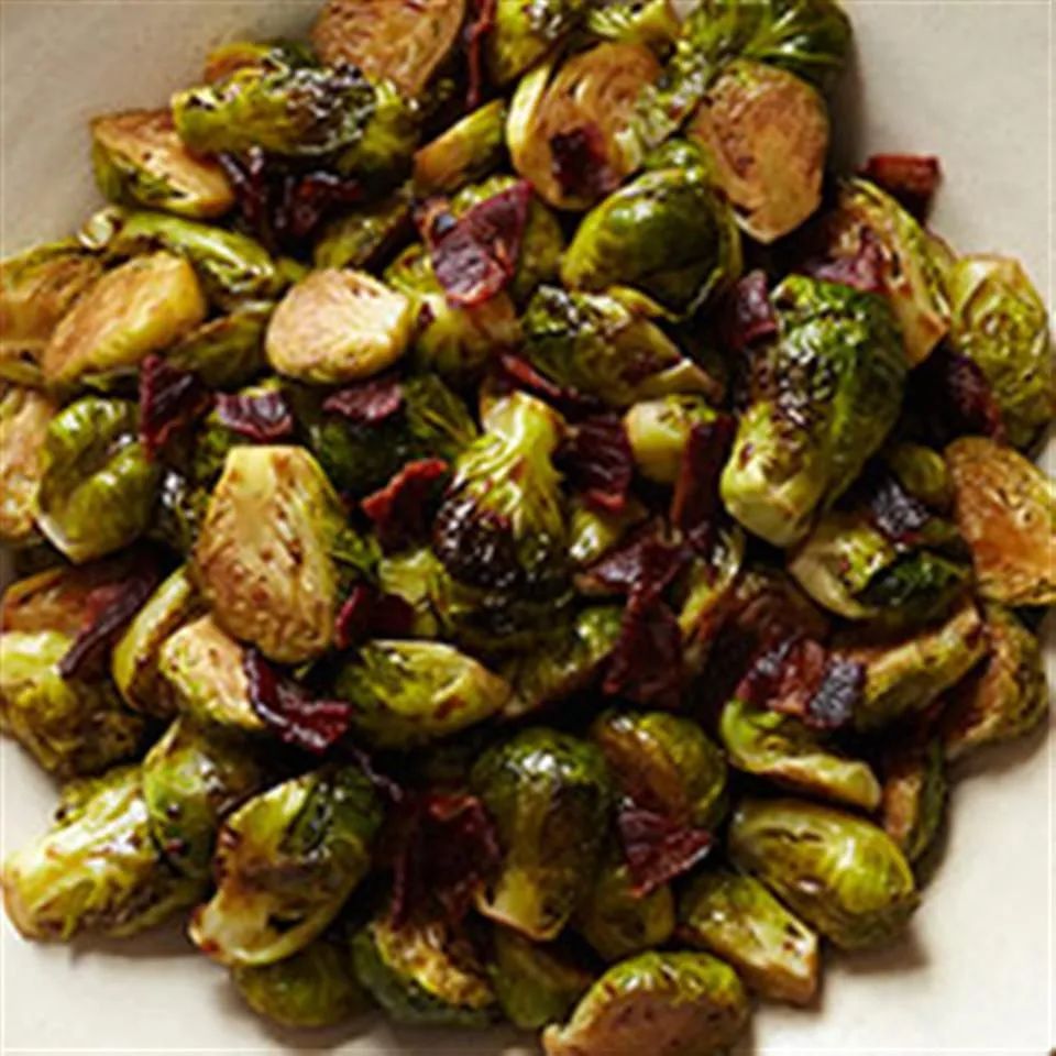 Glazed Brussels Sprouts with Bison Bacon