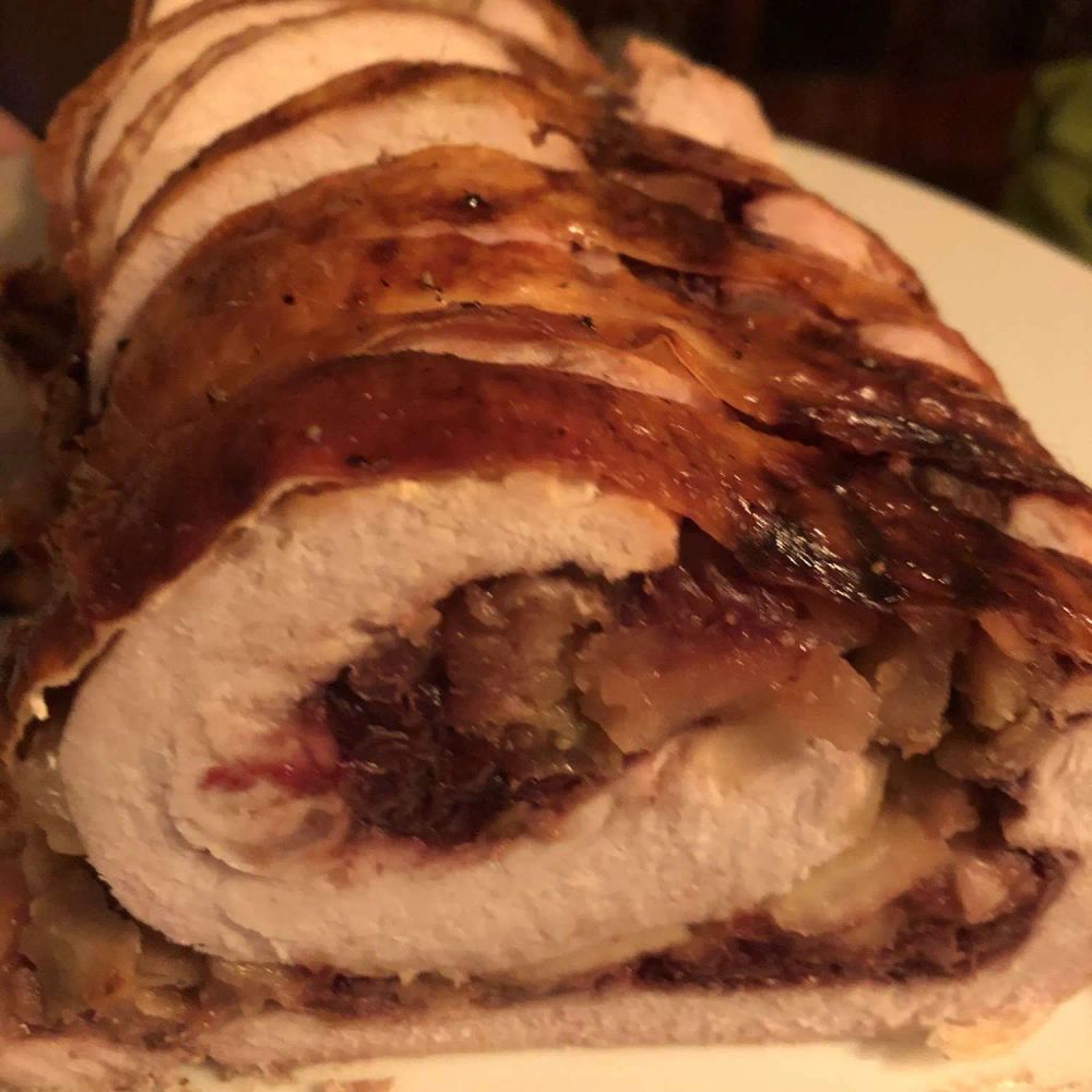 Turkey Breast Roulade with Apple and Raisin Stuffing