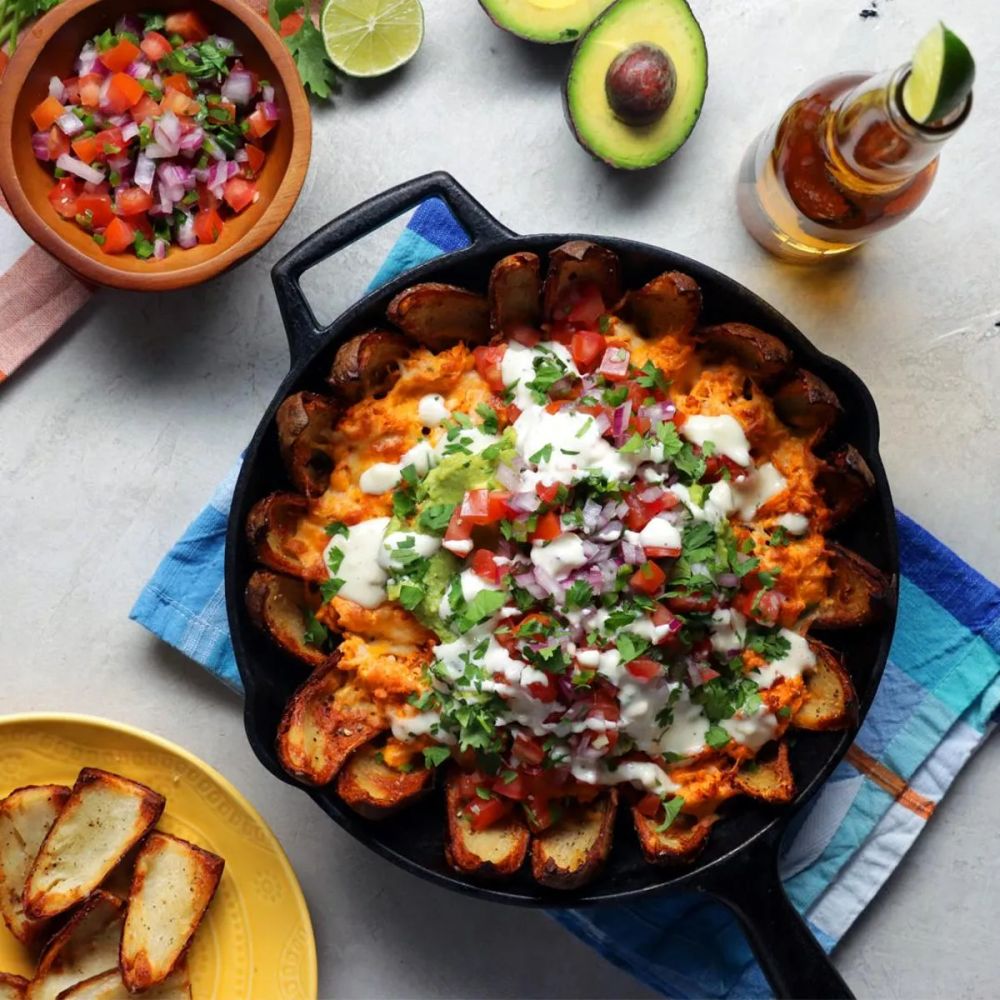 Buffalo Chicken Potato Skin Nachos