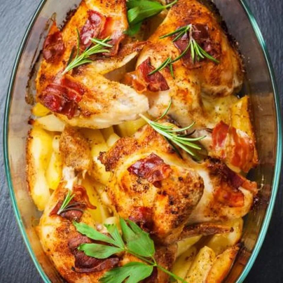 Baked Chicken, Potato, and Bacon Casserole