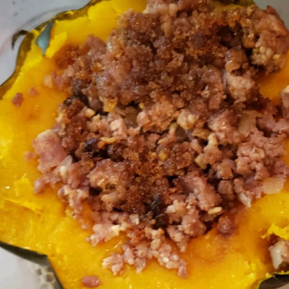 Acorn Squash with Sweet Spicy Sausage