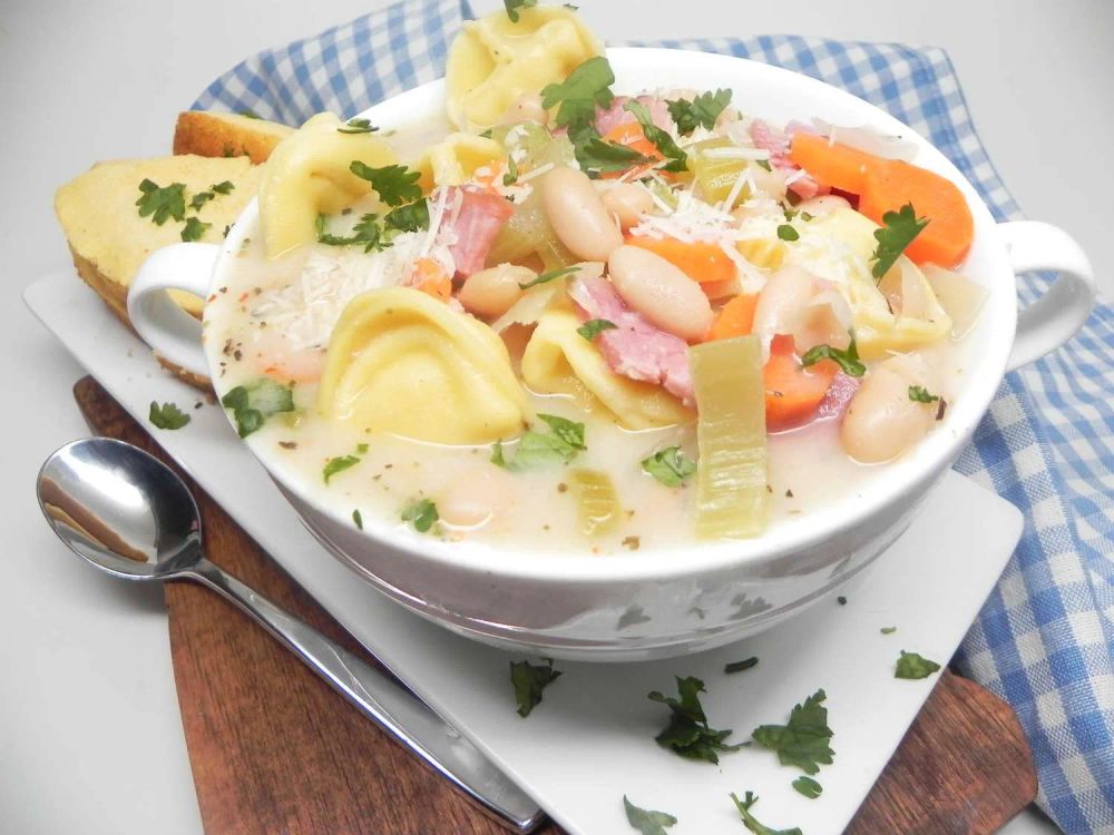 Creamy Ham, Bean, and Tortellini Soup