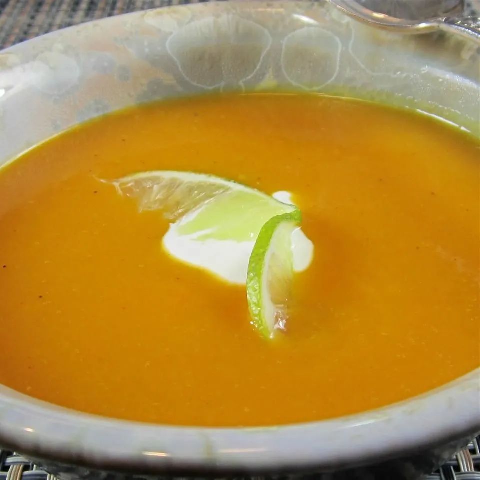 Curried Butternut Squash Soup with Lime Cream