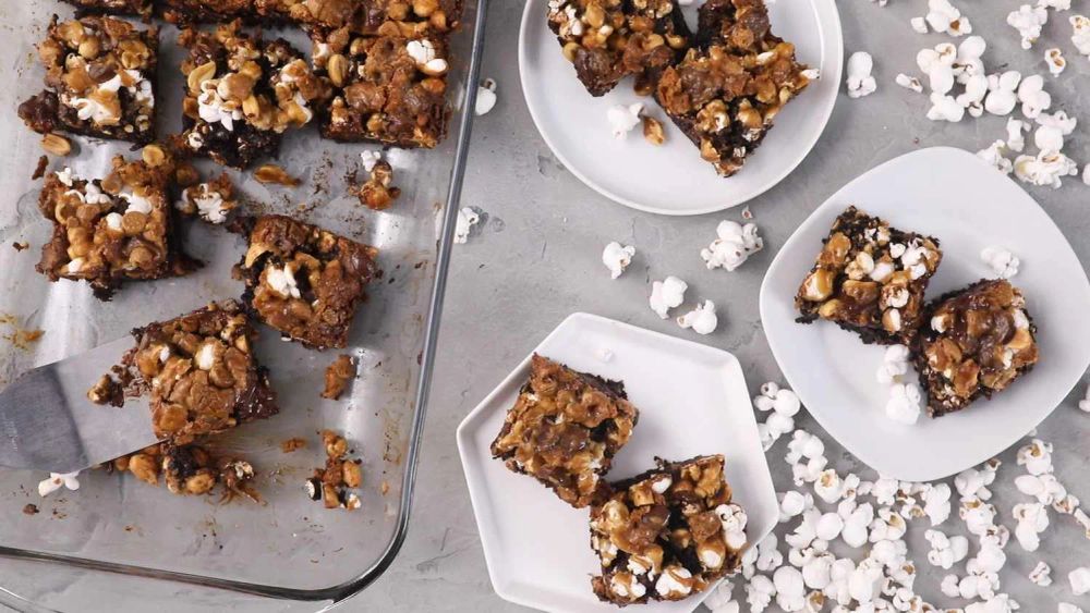 Caramel Popcorn Brownies