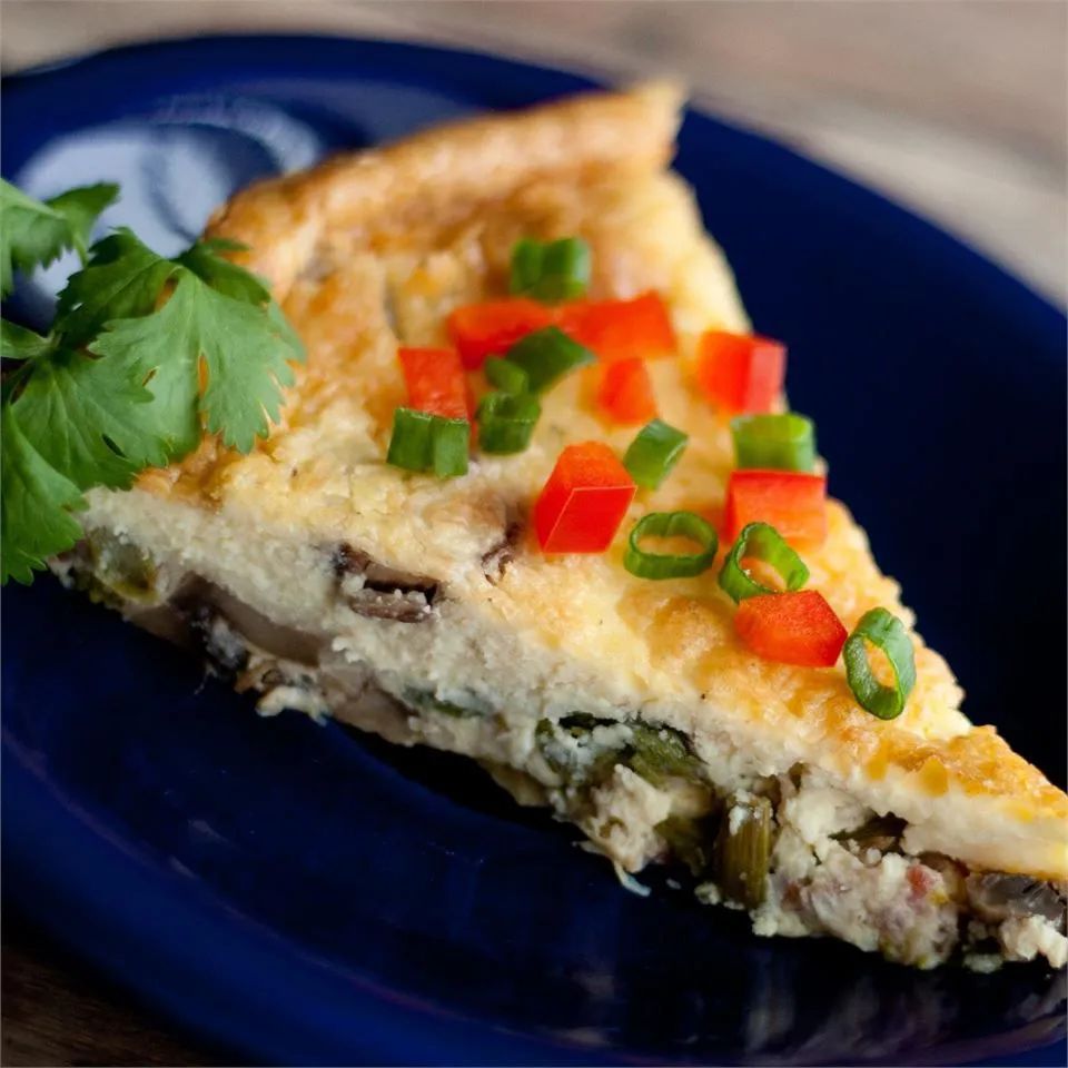 Asparagus Mushroom Bacon Crustless Quiche