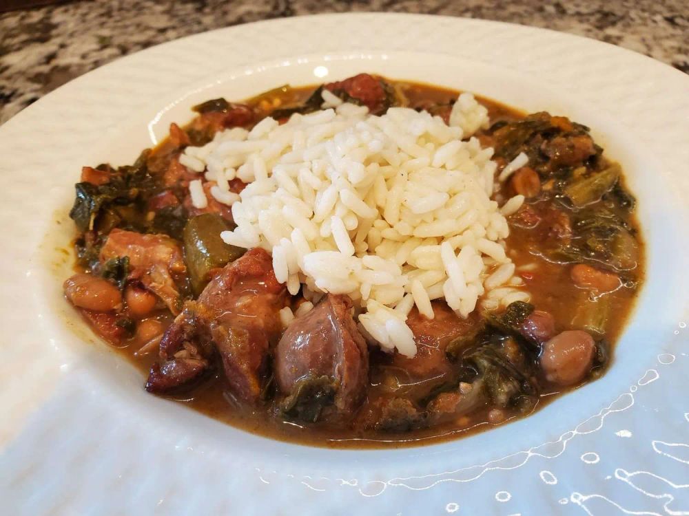 Black-Eyed Pea, Pork, and Mustard Green Gumbo