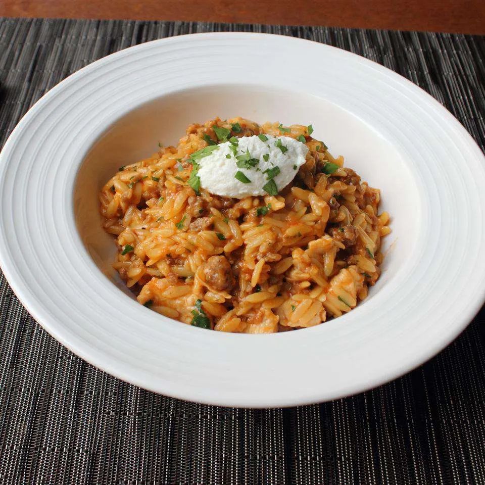 One-Pot Chicken and Sausage Orzo