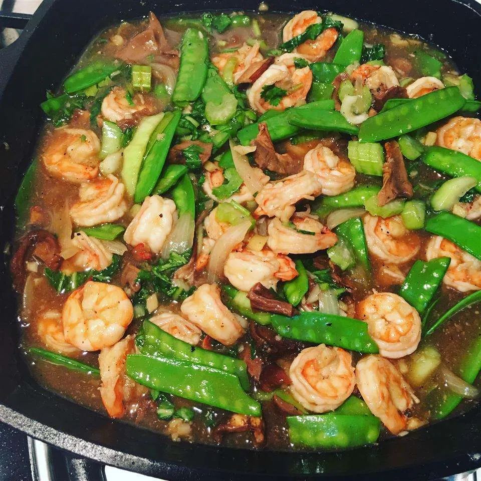 Stir-Fried Shrimp with Snow Peas and Ginger